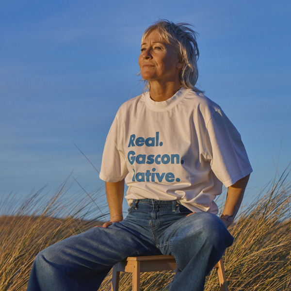 T-shirt blanc/bleu "Real"