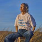 T-shirt blanc/bleu "Real"