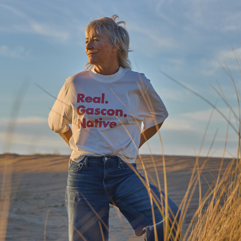 T-shirt blanc/rose "Real"