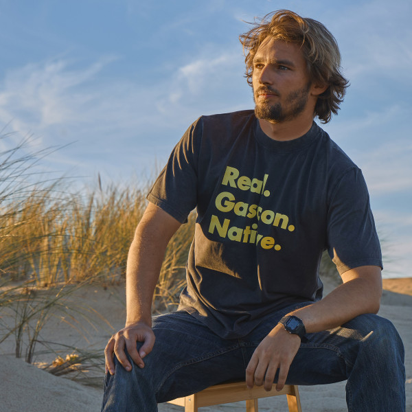 T-shirt anthracite/jaune "Real"