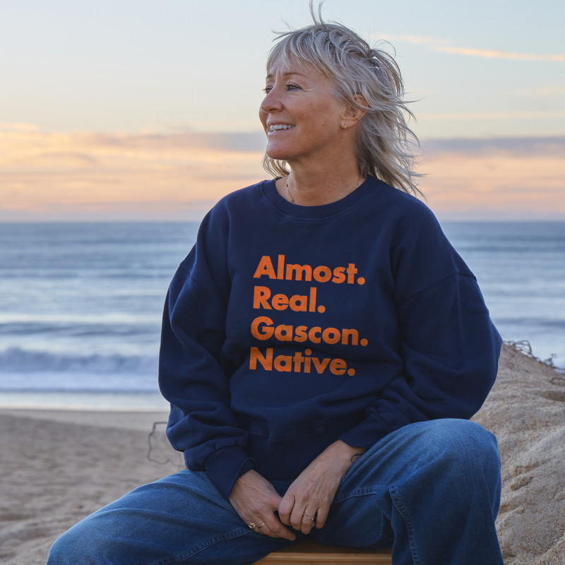 Sweat-shirt marine/orange "Almost"