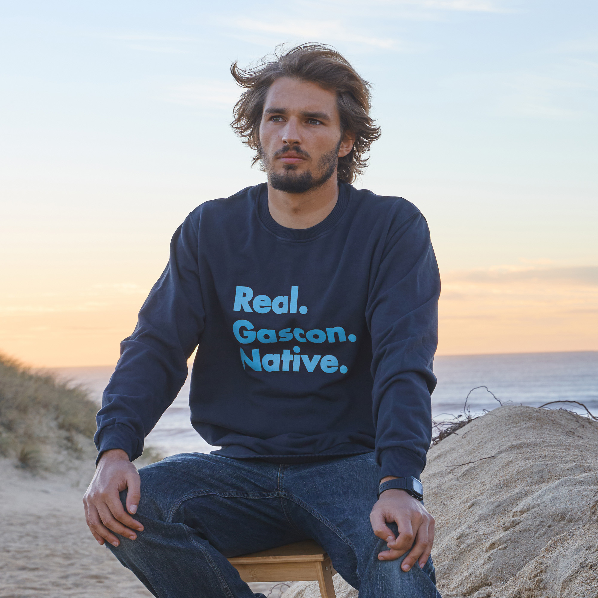 Sweat-shirt marine/bleu "Real"