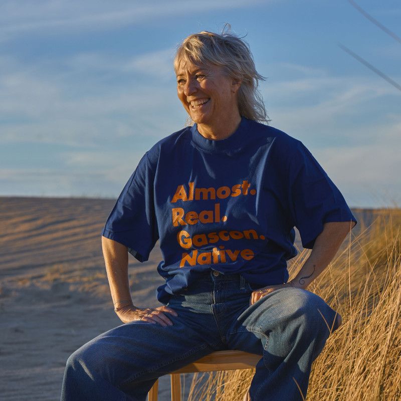T-shirt Marine /orange "Almost"